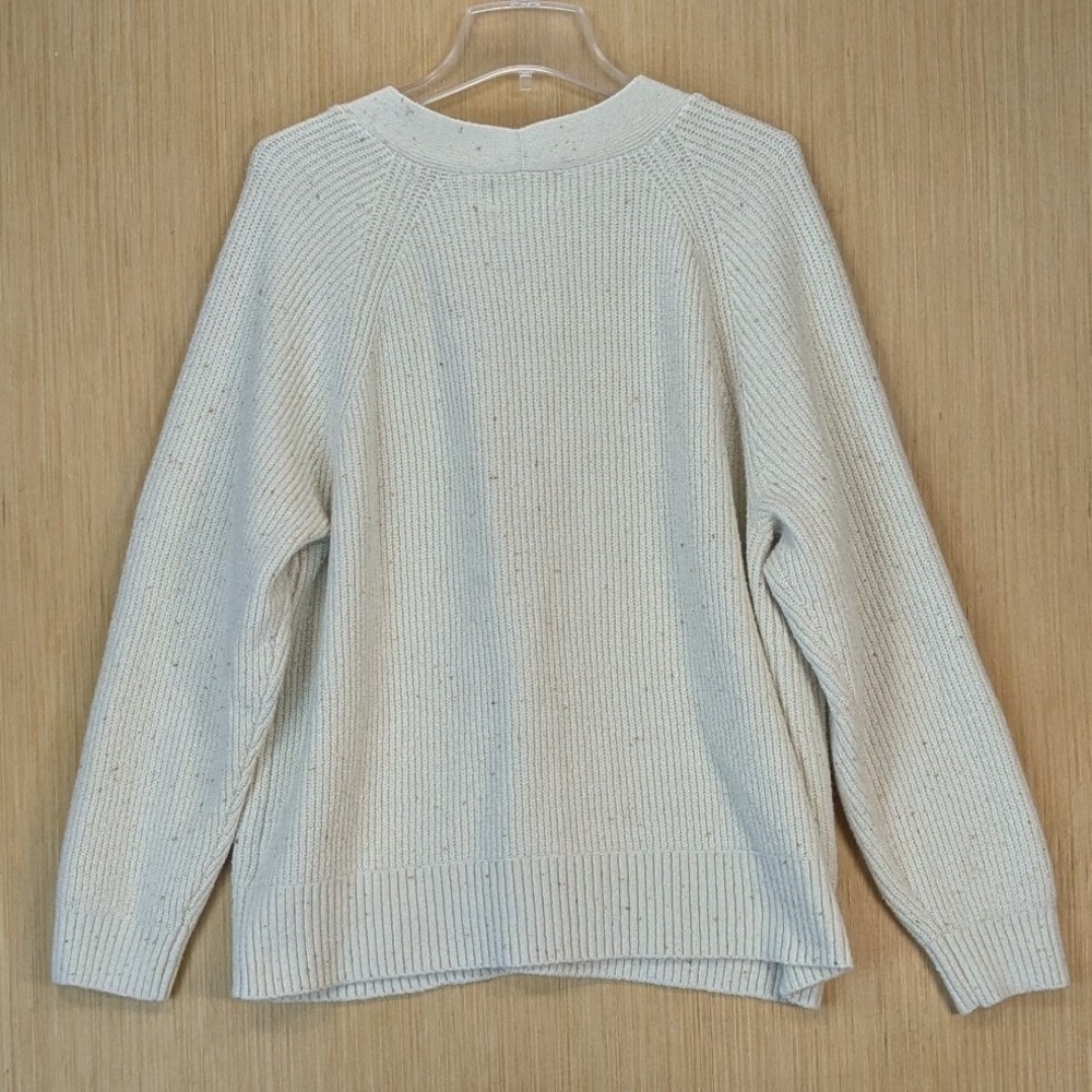Old Navy Womens Boho Granola Minimalist Cardigan Sweater 2X Cream Ribbed Knit - Picture 3 of 6